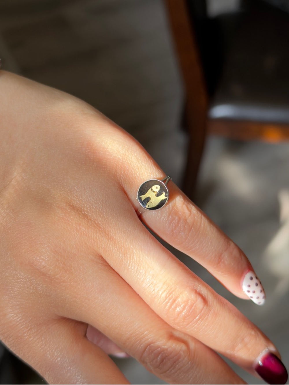 Sterling silver 925 Pisces (Zodiac) pinky ring size 4